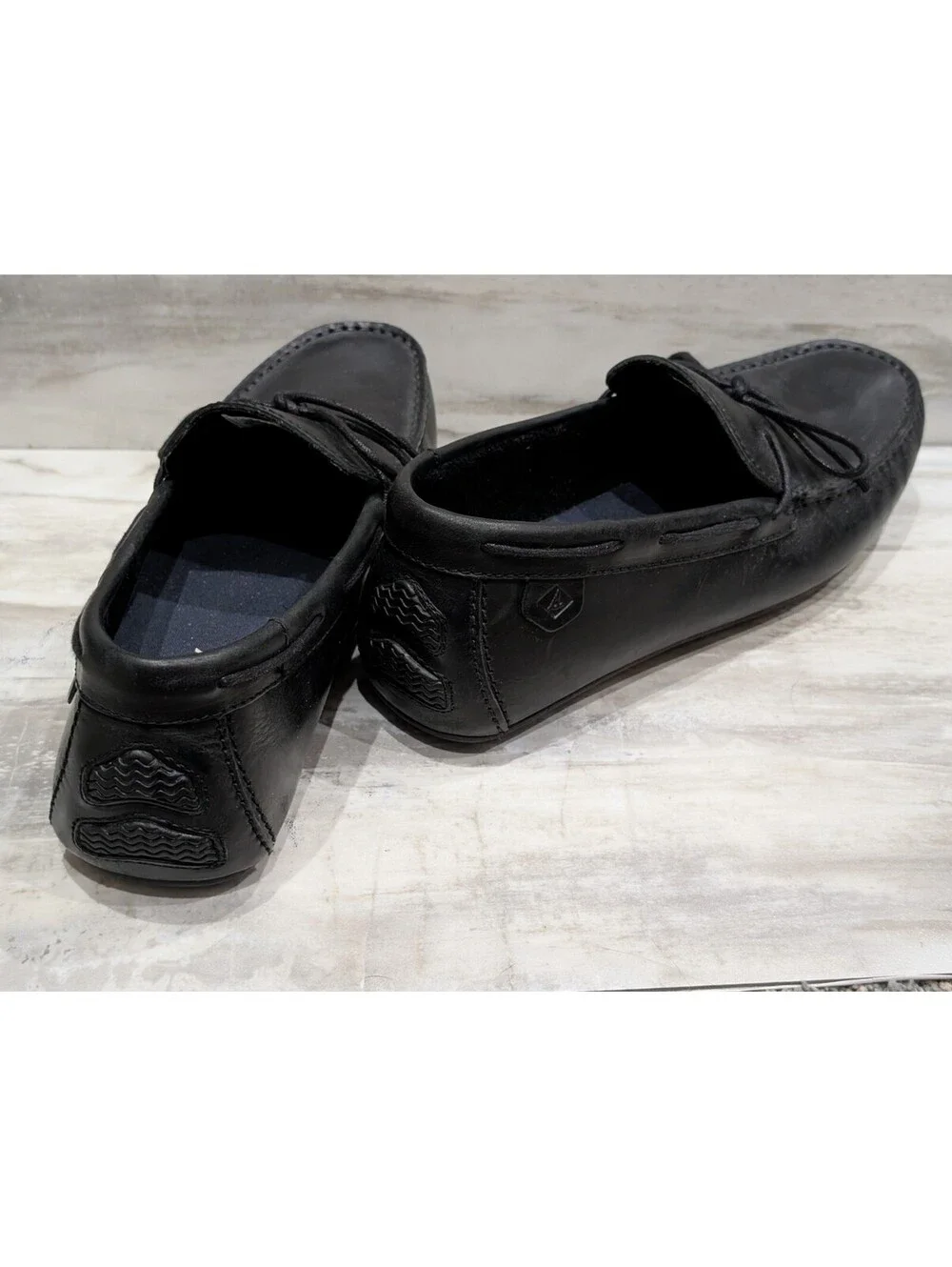 Sperry Black Leather Slip-On Boat Shoes Loafers Size 10